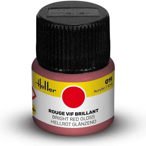 Peinture Acrylique 019 rouge vif brillant 12ml - Heller 9019