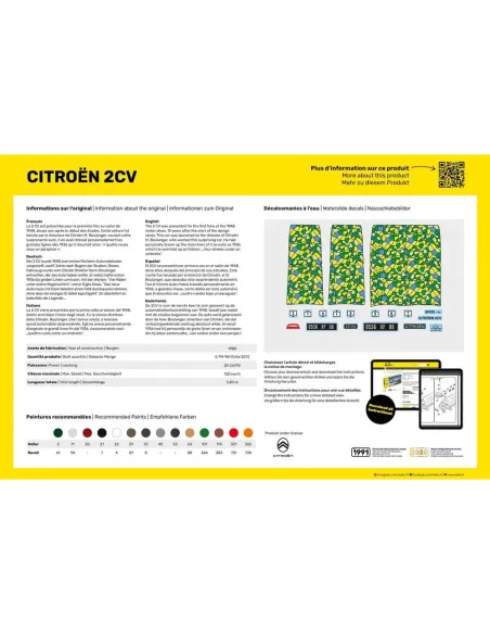 Maquette voiture Citroen 2 Cv 1:24 - Starter Kit - Heller 56765