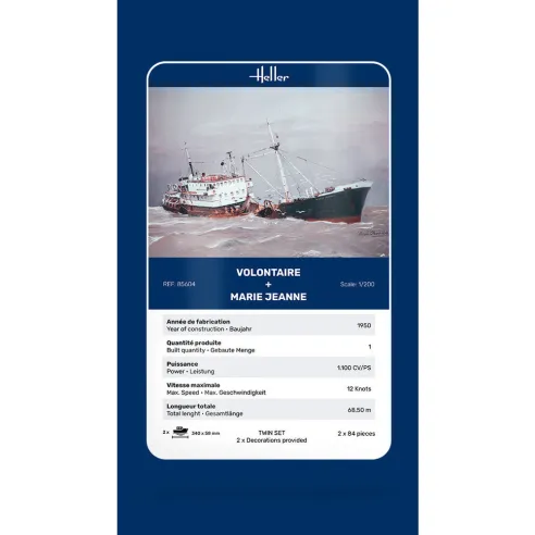 Maquettes bateaux Volontaire Marie + Marie Jeanne Twinset 1:200 - Heller 85604