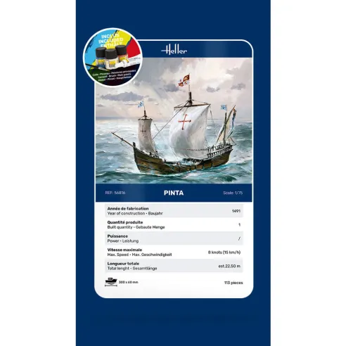 Pinta 1/75 - Maquette de bateau - Starter Kit - Heller 56816