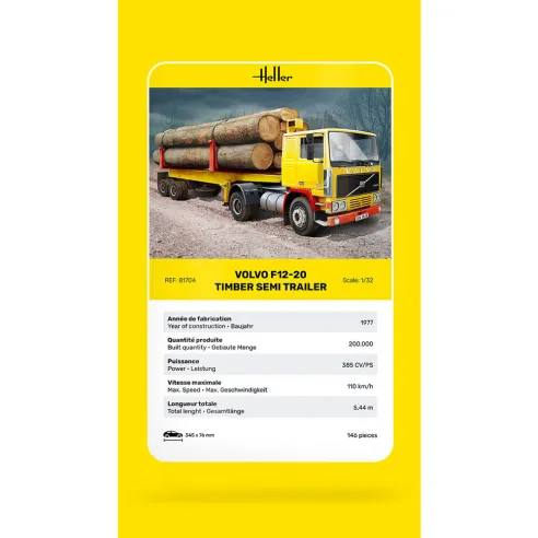 Maquette camion 20 & Timber Semi Trailer 1:32 - Heller 81704