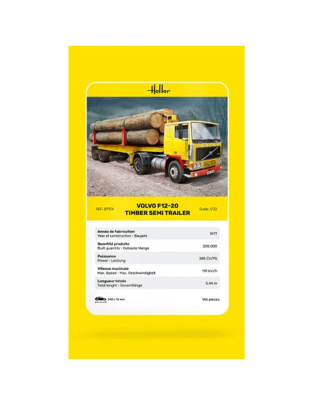 Maquette camion 20 & Timber Semi Trailer 1:32 - Heller 81704