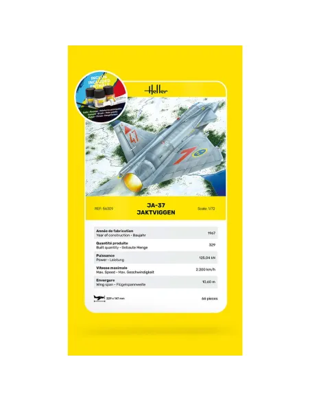 Maquette avion Ja-37 Jaktviggen 1:72 - Starter Kit - Heller 56309