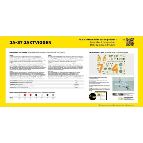 Maquette avion Ja-37 Jaktviggen 1:72 - Starter Kit - Heller 56309