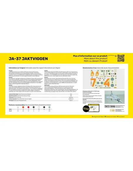 Maquette avion Ja-37 Jaktviggen 1:72 - Starter Kit - Heller 56309