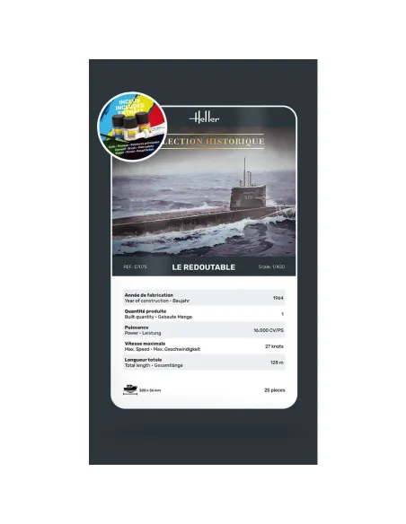 Maquette sous-marin U-Boot S/M Redoutable 1:400 - Starter Kit - Heller 57075
