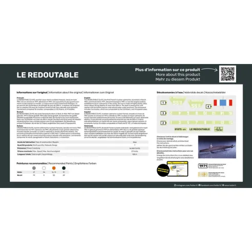 Maquette sous-marin U-Boot S/M Redoutable 1:400 - Starter Kit - Heller 57075