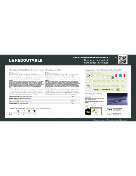 Maquette sous-marin U-Boot S/M Redoutable 1:400 - Starter Kit - Heller 57075