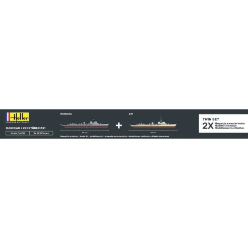 Maquettes bateaux Marceau + Zerstörer Z31 Twinset 1:400 - Starter Kit - Heller 55009