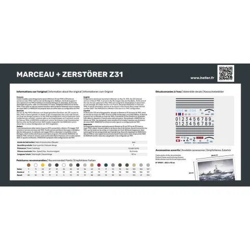 Maquettes bateaux Marceau + Zerstörer Z31 Twinset 1:400 - Starter Kit - Heller 55009