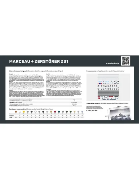 Maquettes bateaux Marceau + Zerstörer Z31 Twinset 1:400 - Starter Kit - Heller 55009