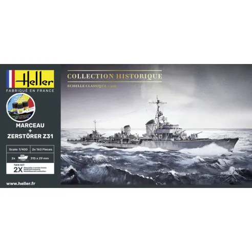 Maquettes bateaux Marceau + Zerstörer Z31 Twinset 1:400 - Starter Kit - Heller 55009