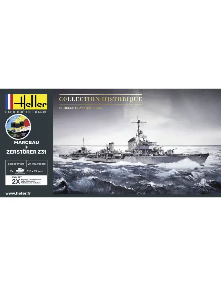 Maquettes bateaux Marceau + Zerstörer Z31 Twinset 1:400 - Starter Kit - Heller 55009