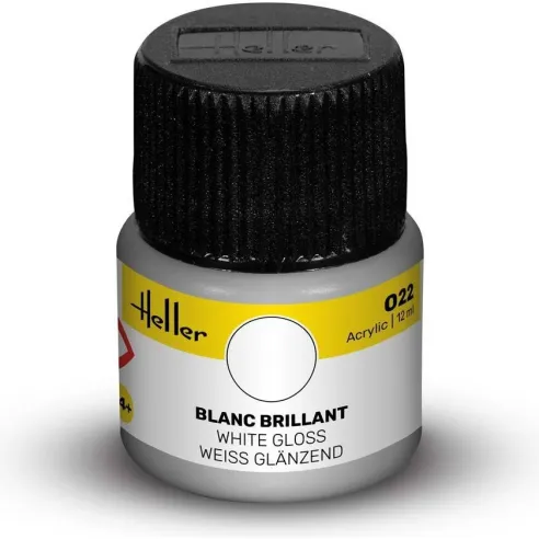 Peinture Acrylique 022 blanc brillant 12ml - Heller 9022