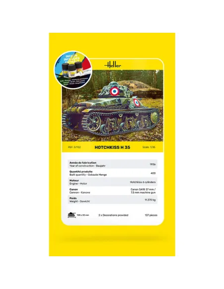 Maquette char Hotchkiss 1:35 - Starter Kit - Heller 57132