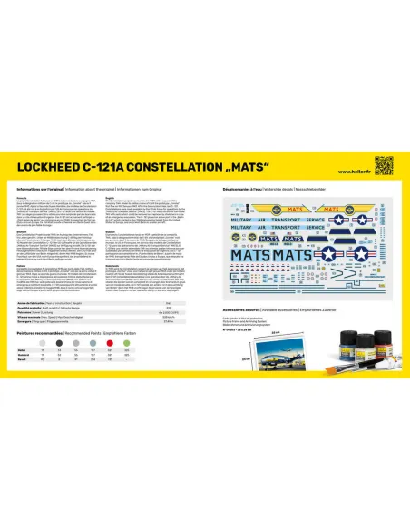 Maquette avion C-121A constellation "Mats" 1:72 - Starter Kit - Heller 56382