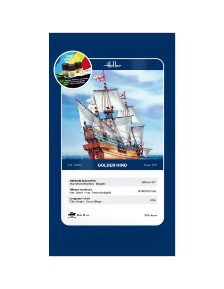 Maquette bateau Golden Hind 1:96 - Starter Kit - Heller 56829