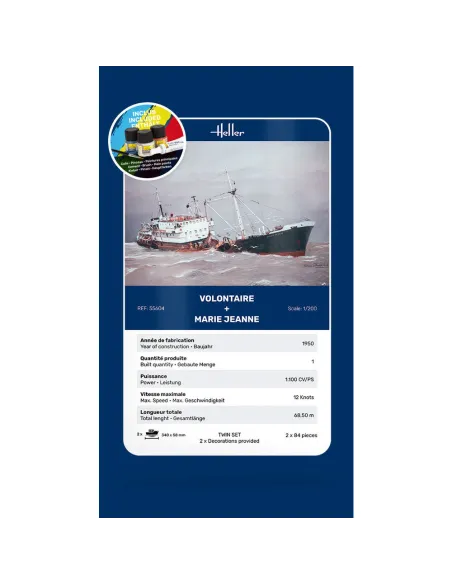 Maquettes bateaux Volontaire + Marie Jeanne Twinset 1:200 - Starter Kit - Heller 55604