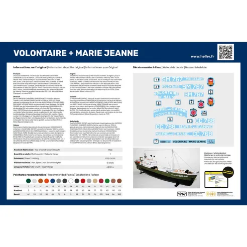 Maquettes bateaux Volontaire + Marie Jeanne Twinset 1:200 - Starter Kit - Heller 55604