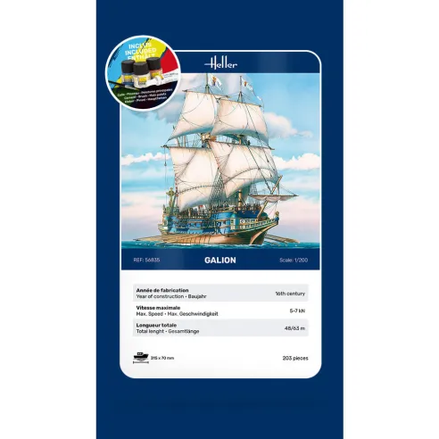 Maquette bateau Galion 1:200 - Starter Kit - Heller 56835
