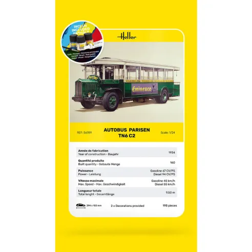 Maquette autobus Autobus TN6 C2 1:24 - Starter Kit - Heller 56789