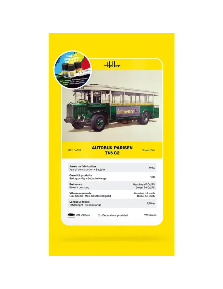 Maquette autobus Autobus TN6 C2 1:24 - Starter Kit - Heller 56789