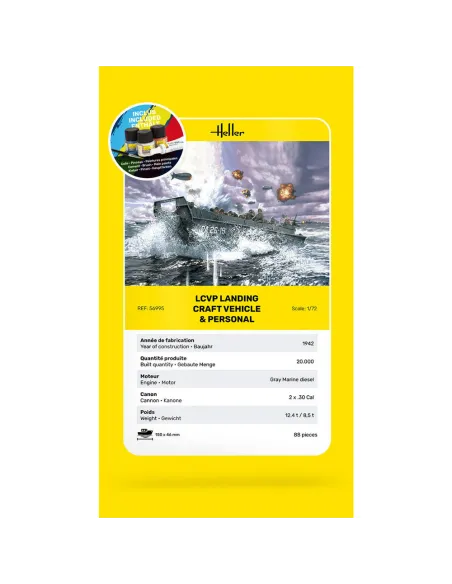 Maquette bateau militaire Lcvp Landungsboot + Figures 1:72 - Starter Kit - Heller 56995 Maquette bateau militaire Lcvp Landungsboot + Figures 1:72 - Starter Kit - Heller 56995