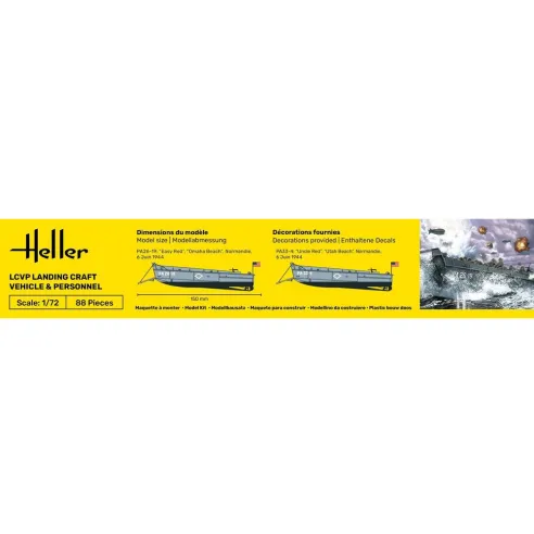Maquette bateau militaire Lcvp Landungsboot + Figures 1:72 - Starter Kit - Heller 56995