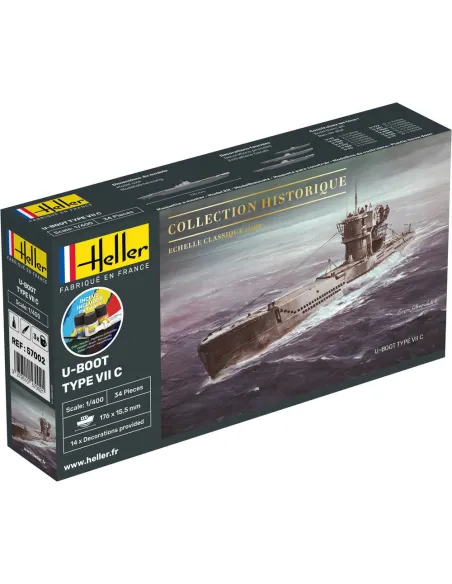 Maquette sous-marin U-Boot Type Vii C 1:400 - Starter Kit - Heller 57002