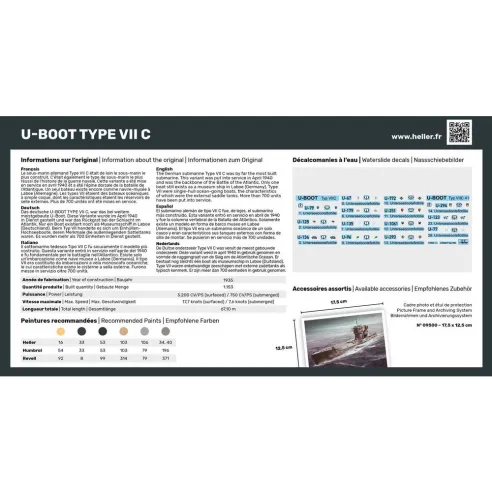 Maquette sous-marin U-Boot Type Vii C 1:400 - Starter Kit - Heller 57002