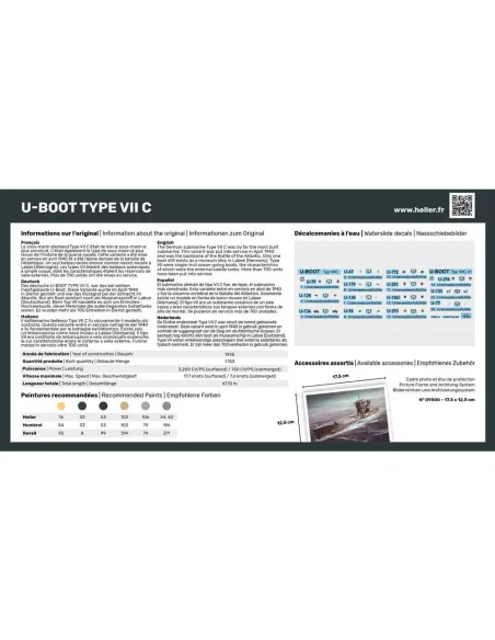 Maquette sous-marin U-Boot Type Vii C 1:400 - Starter Kit - Heller 57002