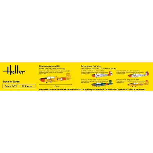 Maquette avion Safir 91 1:72 - Starter Kit - Heller 56287