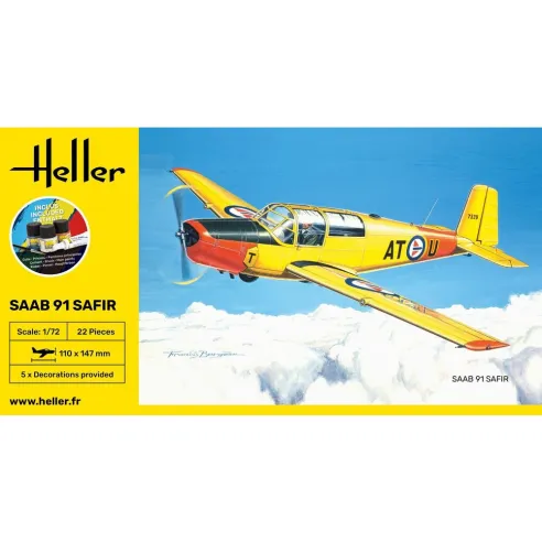 Maquette avion Safir 91 1:72 - Starter Kit - Heller 56287