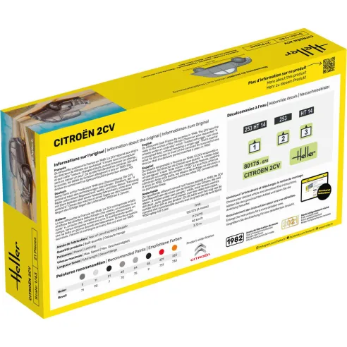 Maquette voiture Citroen 2 Cv 1:43 - Starter Kit - Heller 56175