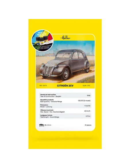 Maquette voiture Citroen 2 Cv 1:43 - Starter Kit - Heller 56175