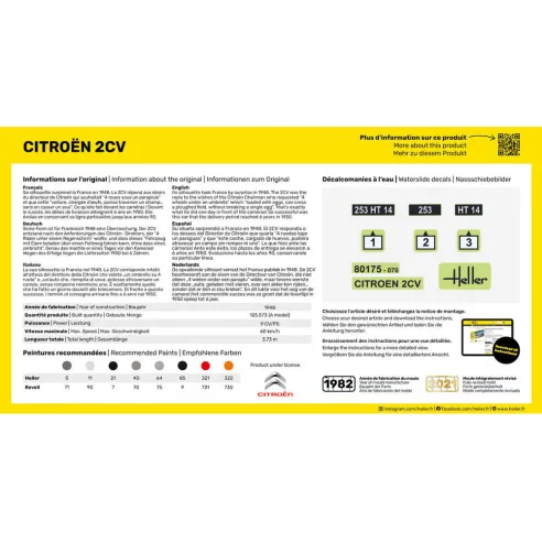 Maquette voiture Citroen 2 Cv 1:43 - Starter Kit - Heller 56175