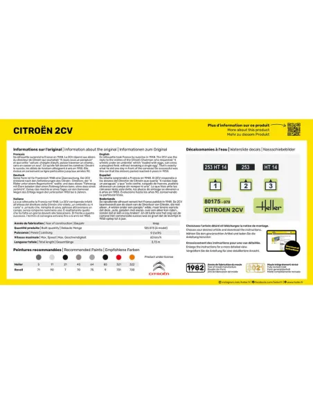 Maquette voiture Citroen 2 Cv 1:43 - Starter Kit - Heller 56175