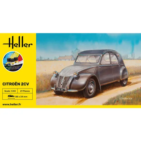 Maquette voiture Citroen 2 Cv 1:43 - Starter Kit - Heller 56175