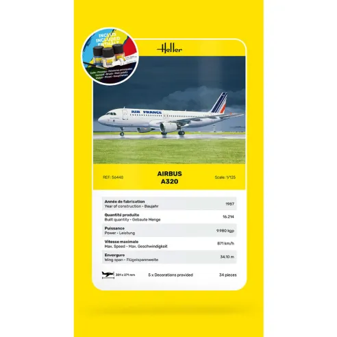 Maquette avion A-320 Af 1:125 - Starter Kit - Heller 56448