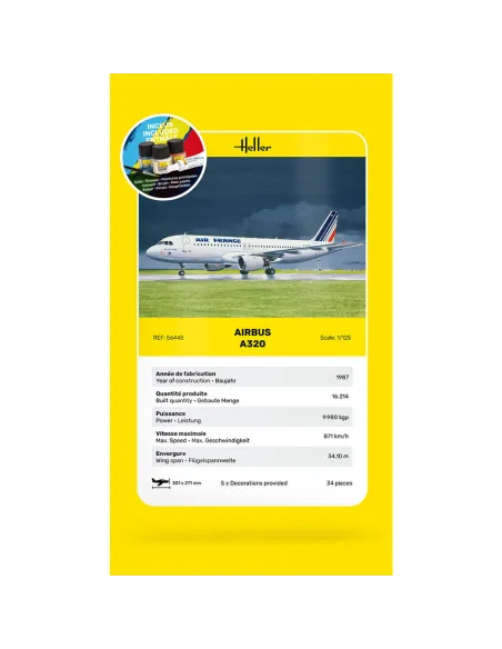 Maquette avion A-320 Af 1:125 - Starter Kit - Heller 56448