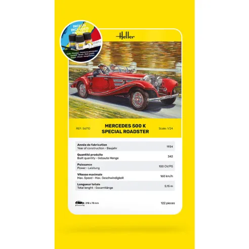 Maquette voiture 500 K Special Roadster 1:24 - Starter Kit - Heller 56710