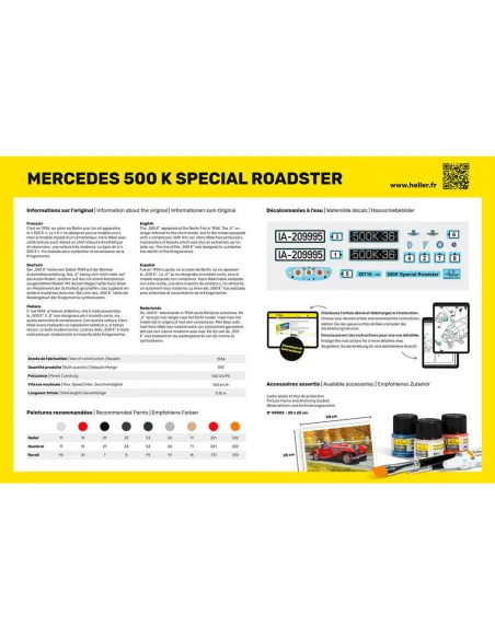 Maquette voiture 500 K Special Roadster 1:24 - Starter Kit - Heller 56710