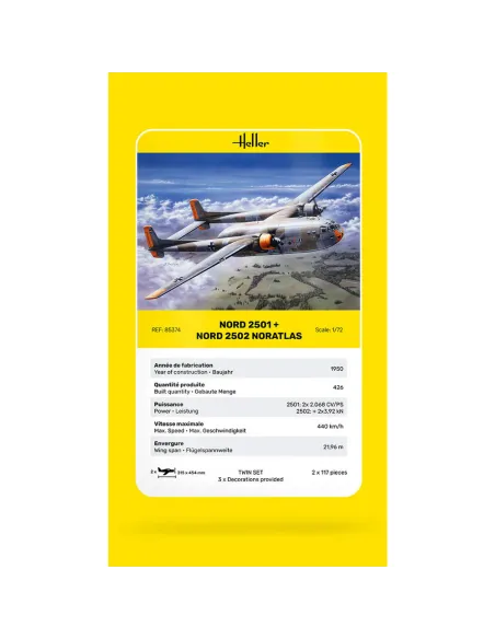 Maquette avion Nord2501 + Nord 2502 "Noratlas" Twinset 1:72 - Heller 85374