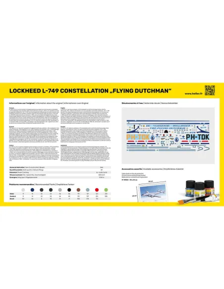 Maquette avion 749 Constellation 'Flying Dutchman' 1:72 - Starter Kit - Heller 56393