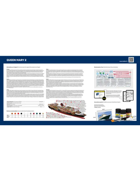 Maquette bateau Queen Mary 2 1:600 - Starter Kit - Heller 56626