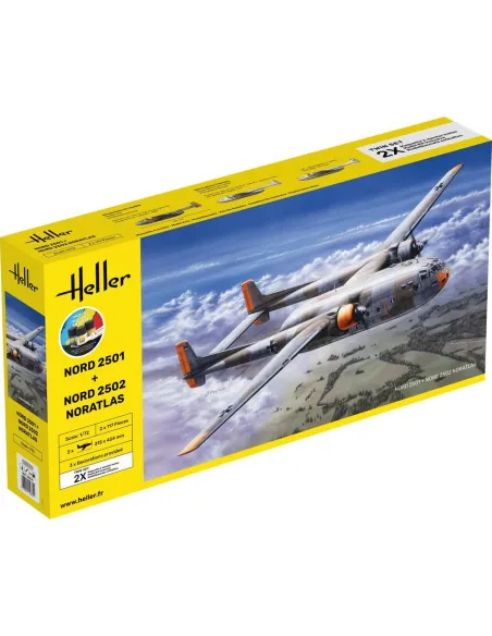 Maquettes Avions Nord 2501 + Nord 2502 "Noratlas" Twinset 1:72 - Starter Kit - Heller 55374