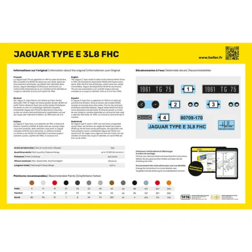 Maquette voiture Jaguar Type E 3L8 Fhc 1:24 - Heller 80709