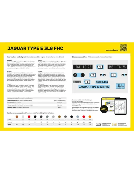 Maquette voiture Jaguar Type E 3L8 Fhc 1:24 - Heller 80709