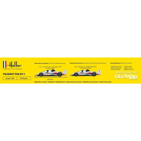 Maquette de voiture Peugeot 905 Ev 1 1:24 - Heller 80718