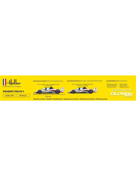 Maquette de voiture Peugeot 905 Ev 1 1:24 - Heller 80718